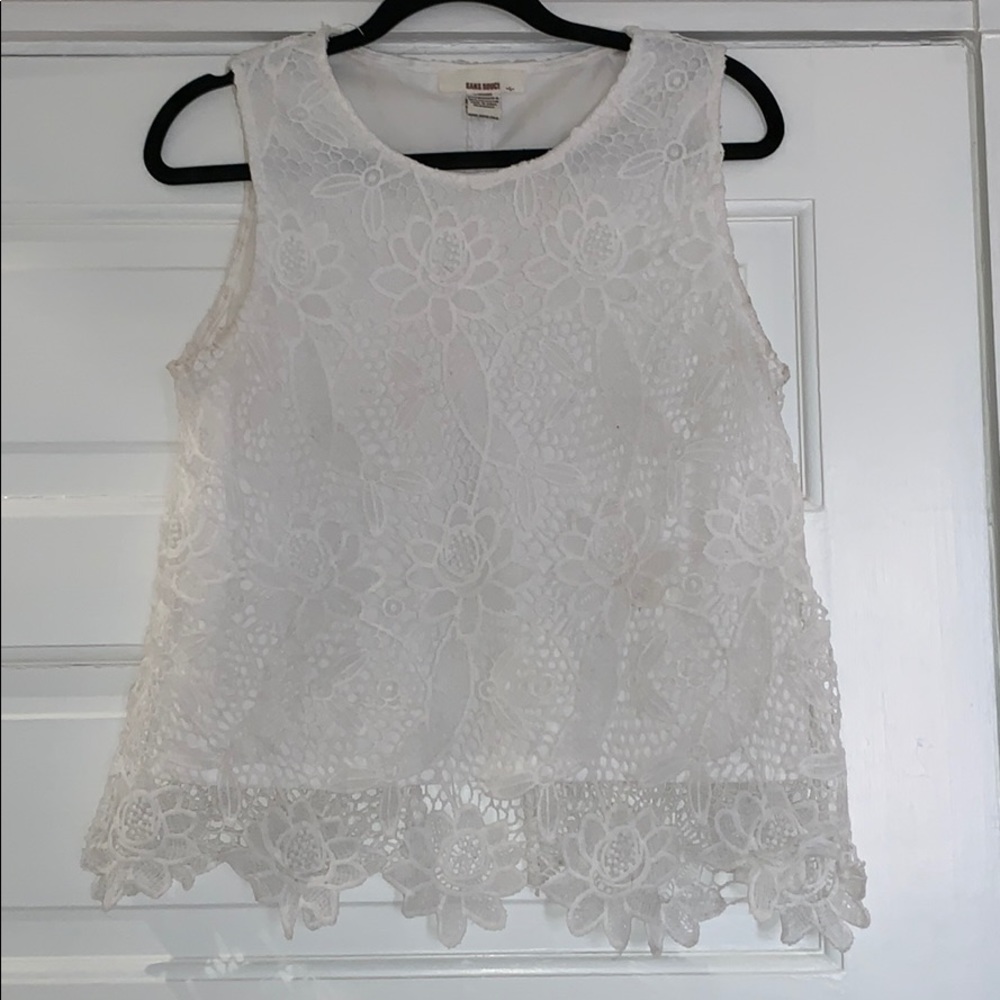 Sans Souci - white crochet tank - size L